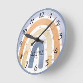 Wasserfarbene Regenbogen und Personalisierte Stein Runde Wanduhr (Winkel)