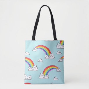 Wasserfarbene Regenbögen und Wolken nahtloses Must Tasche