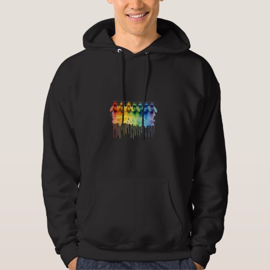 Wasserfarbene Regenbogenbienen Hoodie (Vorderseite)