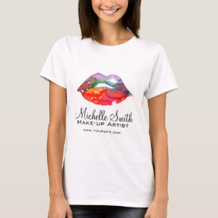 Wasserfarbene Regenbogenlippen-Make-up T-Shirt