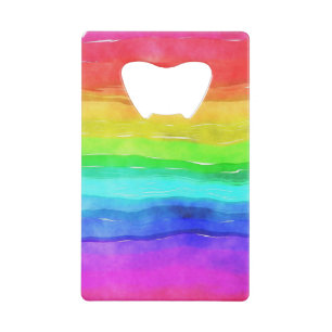 Wasserfarbene Regenbogenstreifen Design Flaschenöf Geldbeutel Flaschenöffner