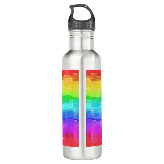 Wasserfarbene Regenbogenstreifen Design Wasserflas Edelstahlflasche (Rückseite)