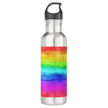 Wasserfarbene Regenbogenstreifen Design Wasserflas