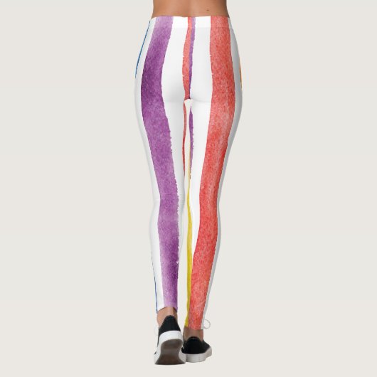 Wasserfarbene Regenbogenstreifen farbenfroher Somm Leggings (Rückseite)