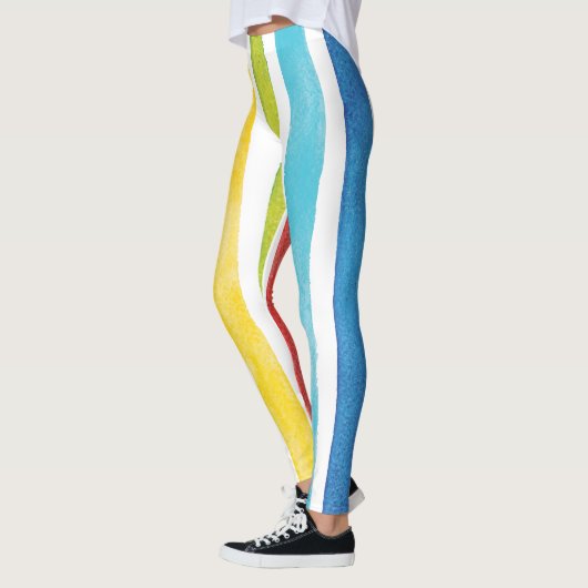 Wasserfarbene Regenbogenstreifen farbenfroher Somm Leggings (Links)