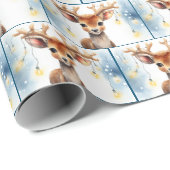Wasserfarbene Rentiere im Urlaubsleben Geschenkpapier (Rolleneckpunkt)