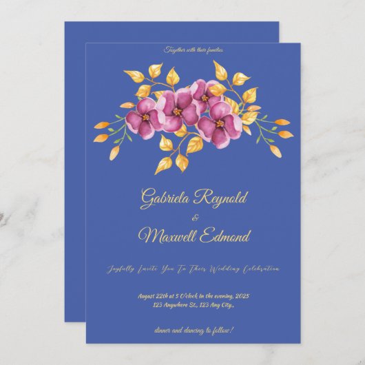 Wasserfarbene Romantische Orchideen Hochzeit der B Einladung (Vorne/Hinten)