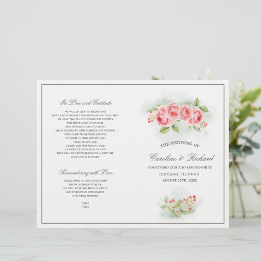 Wasserfarbene Romantische Rose geflochtene Hochzei (Stehend Vorderseite)