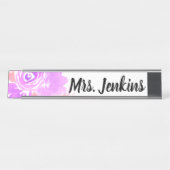 Wasserfarbene Rosa Blumenlehrer Schreibtisch Namen Schreibtischnamensplakette (Vorderseite )