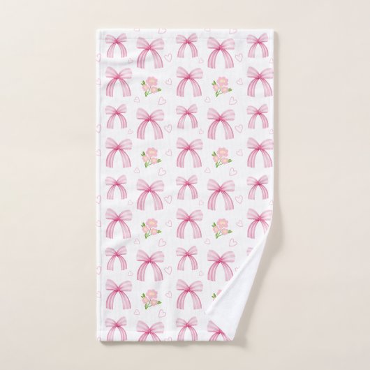 Wasserfarbene rosa Bögen mit Herz Badhandtuch Set (Handtuch)