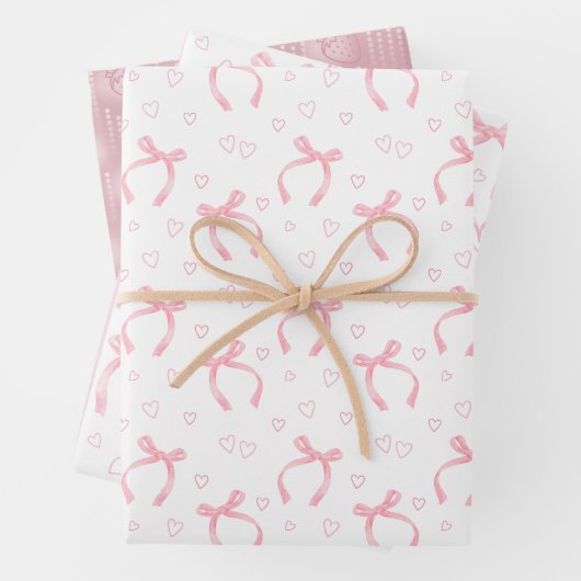 Wasserfarbene rosa Bögen mit Herz Geschenkpapier Set (Beispiel)