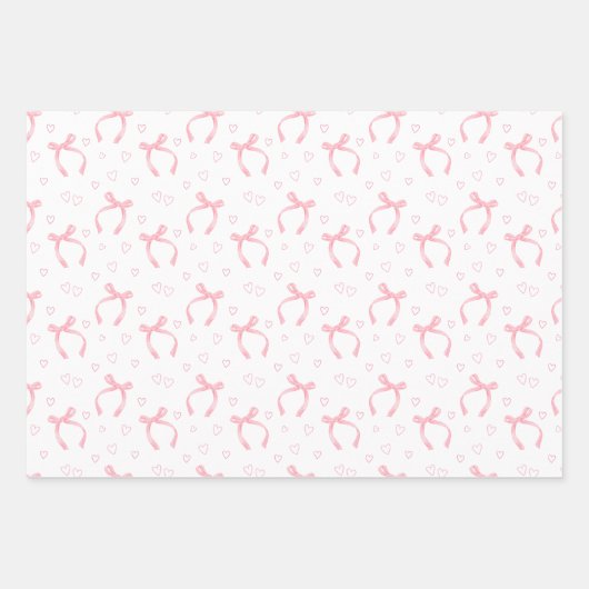 Wasserfarbene rosa Bögen mit Herz Geschenkpapier Set (Vorderseite)