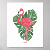 Wasserfarbene Rosa Flamingo Tropical Monstera Blät Poster (Vorne)
