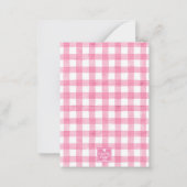 Wasserfarbene Rosa Gingham Gumballs Valentinische Mitteilungskarte (Rückseite)