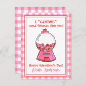 Wasserfarbene Rosa Gingham Gumballs Valentinische Postkarte (Vorne/Hinten)