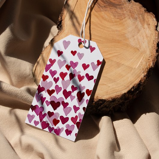 Wasserfarbene rosa Herzen Geschenkanhänger