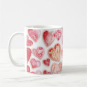 Wasserfarbene rosa Herzen Kaffeetasse (Links)