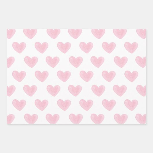 Wasserfarbene rosa Herzen. Liebe. Blush Valentines Geschenkpapier Set (Vorderseite 3)