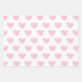 Wasserfarbene rosa Herzen. Liebe. Blush Valentines Geschenkpapier Set (Vorderseite)