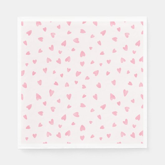 Wasserfarbene rosa Herzen Serviette (Vorderseite)