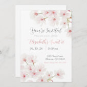 Wasserfarbene Rosa Kirschblüten Süß 16 Einladung (Vorne/Hinten)