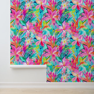 Wasserfarbene Rosa Lily Oase Tapete