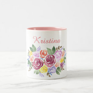Wasserfarbene rosa Rosenkranz Zweifarbige Tasse