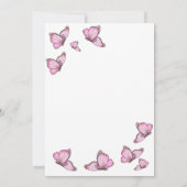 Wasserfarbene rosa Schmetterlinge. Hochzeit Save t The Date (Rückseite)