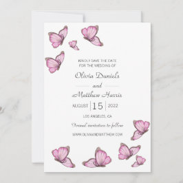 Wasserfarbene rosa Schmetterlinge. Hochzeit Save t The Date