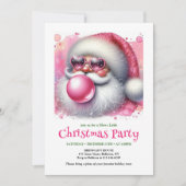 Wasserfarbene rosa Weihnachtsmann-Bubble-Gum-Einla Einladung (Vorderseite)