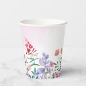 Wasserfarbene Rosa Wildblume Frühjahrsfavoriten Pappbecher (Rückseite)