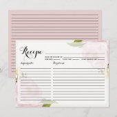 Wasserfarbene rosa Zinnspitzen Rezept II Karte (Vorne/Hinten)