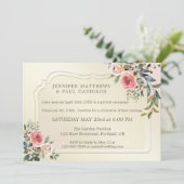 Wasserfarbene Rose Foto Post Hochzeit Party Einladung (Stehend Vorderseite)