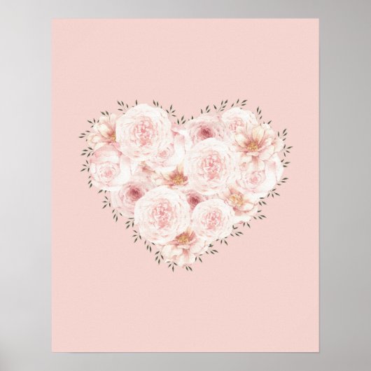 Wasserfarbene Rose Herz Poster (Vorne)