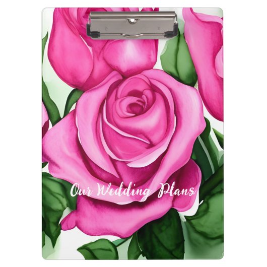Wasserfarbene Rose Hochzeitsplaner Klemmbrett (Vorderseite)