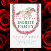 Wasserfarbene Rose Jockey auf Horse Derby Party Einladung