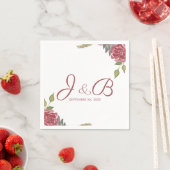 Wasserfarbene Rose Mit Monogramm Hochzeit Serviette (Beispiel)