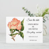 Wasserfarbene Rose Save the Date flache Karte (Stehend Vorderseite)