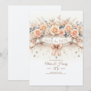 Wasserfarbene Rose Save the Date Hochzeitsfeier Einladung