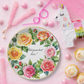 Wasserfarbene Rose Wreath Elegante Pappteller (Party)