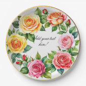 Wasserfarbene Rose Wreath Elegante Pappteller (Vorderseite)