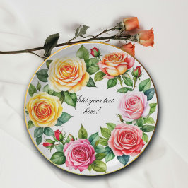 Wasserfarbene Rose Wreath Elegante Pappteller