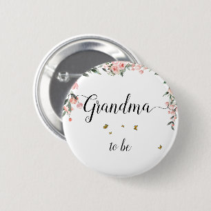 Wasserfarbene Rosen und Schmetterlinge Oma-to-be Button