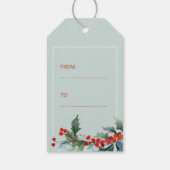 Wasserfarbene rote Beeren Frohe Weihnachten dustig Geschenkanhänger (Rückseite)