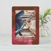 Wasserfarbene Rote Birne Elegante Weihnachtskarte Einladung (Stehend Vorderseite)