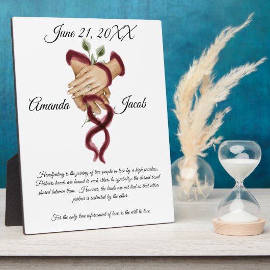 Wasserfarbene Rote Handfastings Art Wedding Keepak Fotoplatte (Seite)