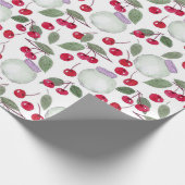 Wasserfarbene Rote Kirschen Kirschmarmelade mit Geschenkpapier (Ecke)