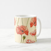 Wasserfarbene rote Mohnblumen Muster. Kaffeetasse (VorderseiteRechts)