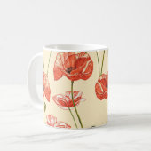 Wasserfarbene rote Mohnblumen Muster. Kaffeetasse (Vorderseite Links)