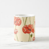 Wasserfarbene rote Mohnblumen Muster. Kaffeetasse (Mittel)
